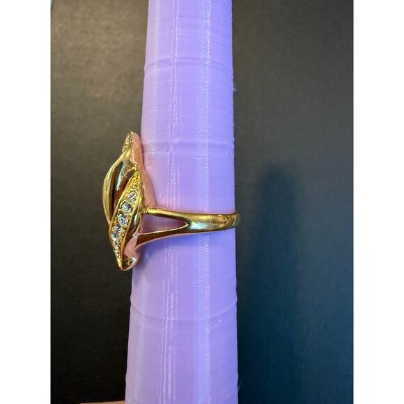 Fallon Jewelry Gold Leaf Ring Rhinestone Size 8.5 - Picture 3 of 5